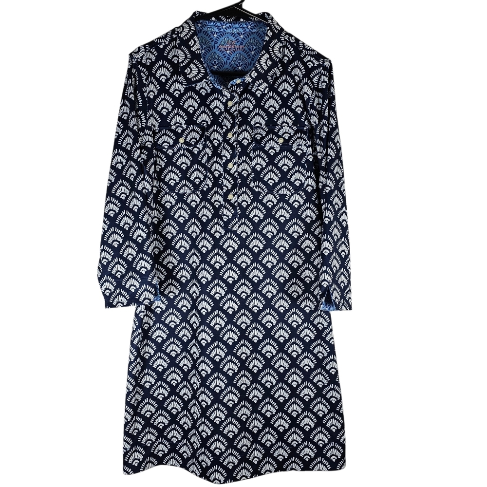 Vineyard Vines Women's Navy Polo Sheath Dress Poly Blend Spring Summer Size L